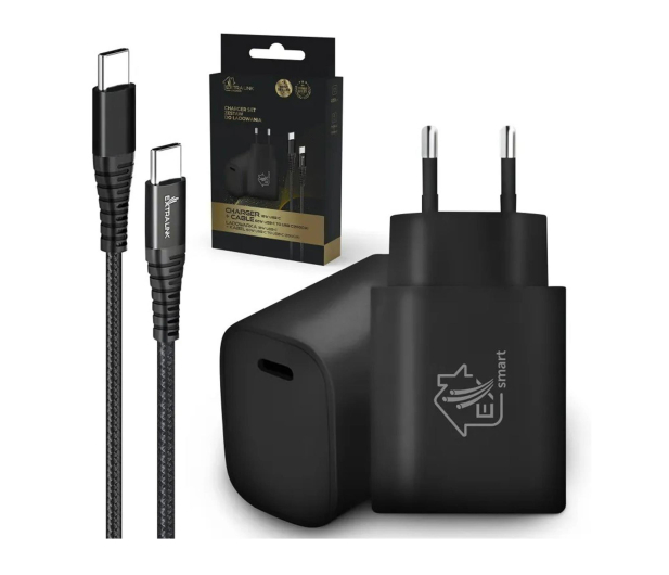 ExtraLink Smart Life Zestaw kabel USB-C 2m Ładowarka 18W PD3.0 Czarna - 1550954 - zdjęcie 2